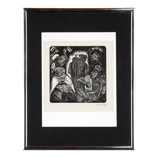 God and the Four Evangelists (“Fool’s Concert”) – 1943 Linocut on Paper by Leopoldo Méndez