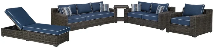 Grasson Lane Outdoor Sofa and Loveseat with Lounge Chairs and End Table