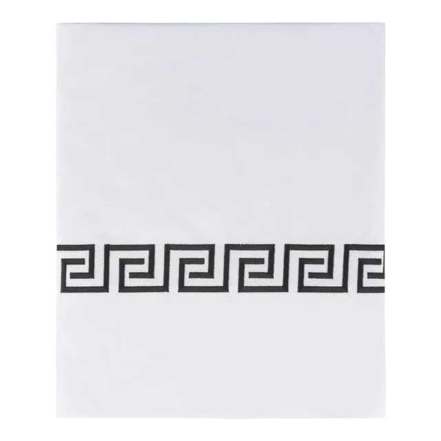 Greek Key Queen Flat Sheet in Black