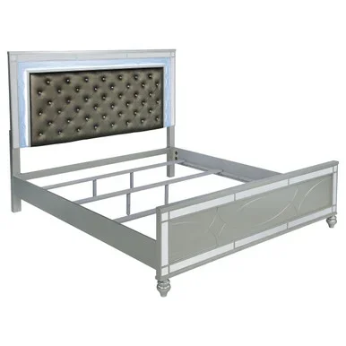 Gunnison Wood Eastern King LED Panel Bed Silver Metallic / CS-223211KE