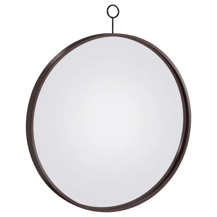 Gwyneth Round Wall Mirror in Black Nickel – Industrial Farmhouse Accent Mirror with Slim Metal Frame & Loop Hanger for Entryway or Bathroom