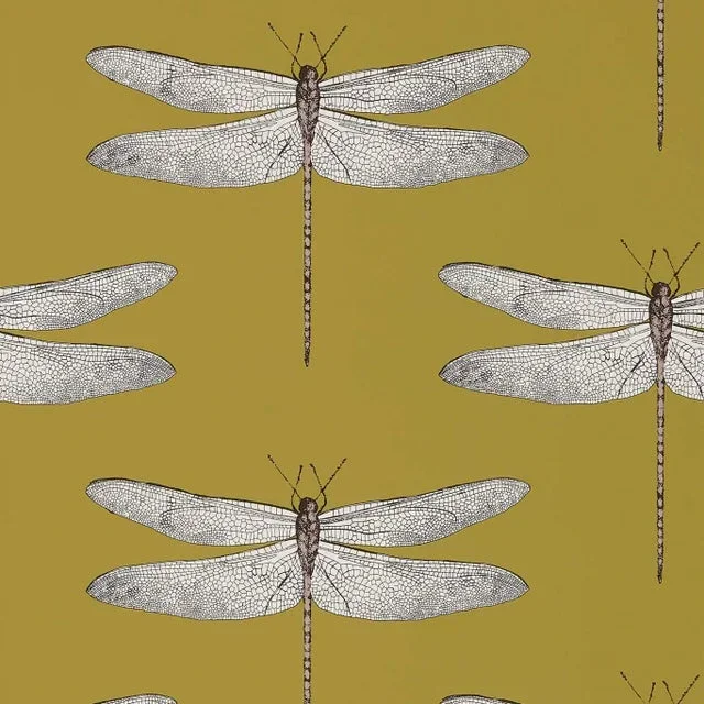 Harlequin Demoiselle Wallpaper in Ochre/Grape – a Sample