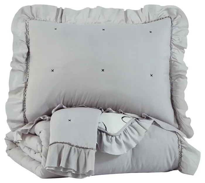 Hartlen – Gray/white – Full Comforter Set