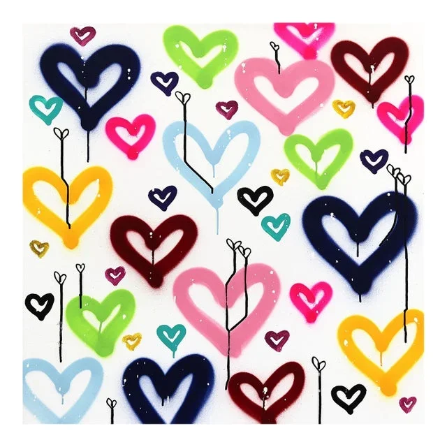 Heart Flutters – Abstract Radiant Joyful Colorful Graffiti Pop Original Artwork by Amber Goldhammer