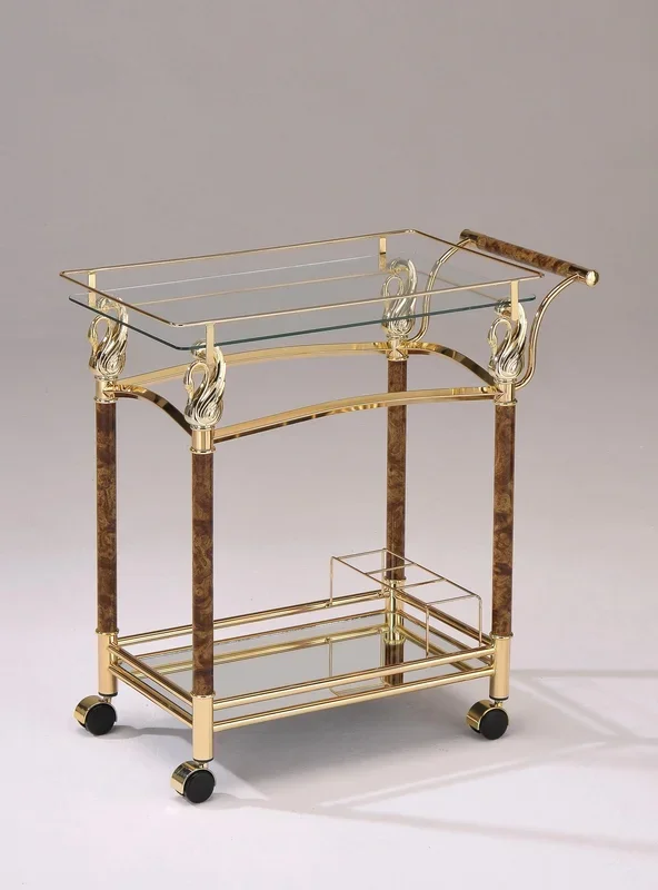 Helmut Gold Plated & Clear Glass – Tempered Serving Cart