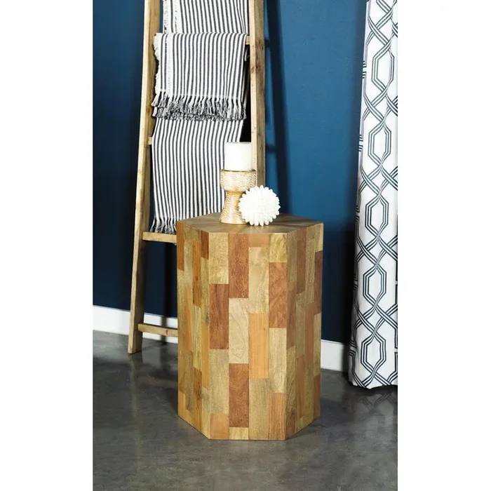 Hexagon – Sunburst Top Accent Table – Light Brown