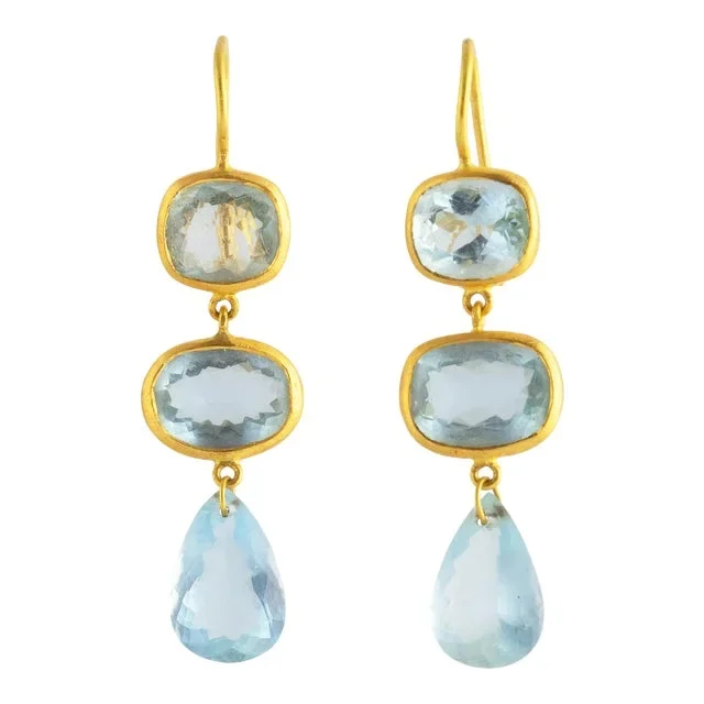 Ico & the Bird Aquamarine 22k Gold Earrings – 2 Pieces