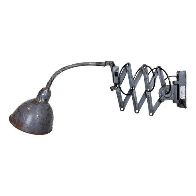 Industrial Grey Scissor Wall Lamp from Elektroinstala, 1960s