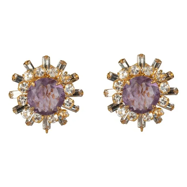 Isabella Studs, Purple, Clip On