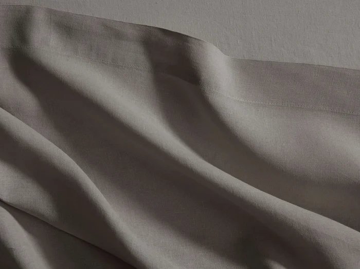 Italian Garment-Dyed Linen Flat Sheet in Mink
