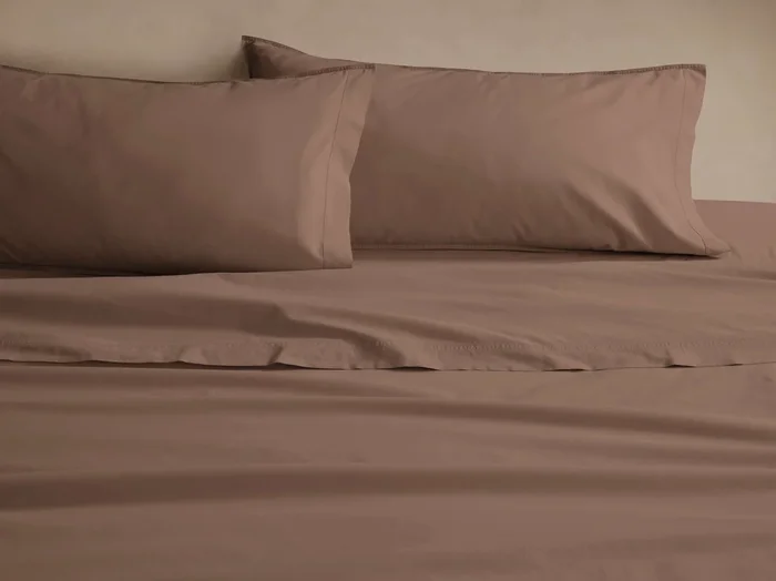 Italian Garment-Dyed Percale Sheet Set in Clay