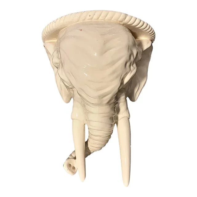 Italian Glazed Elephant Head Wall Bracket