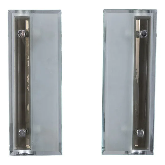 Italian Metal and Glass Wall Lamps, 1960s, Set of 2