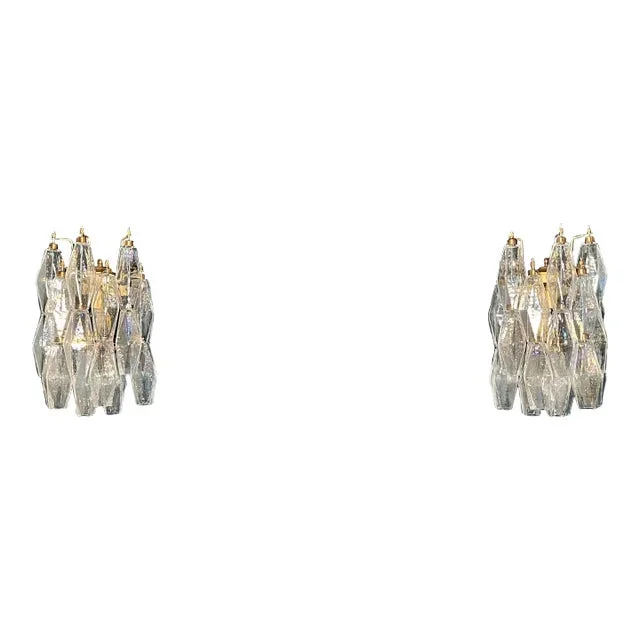 Italian Murano Poliedri Sconce With Iridescent Glass – a Pair