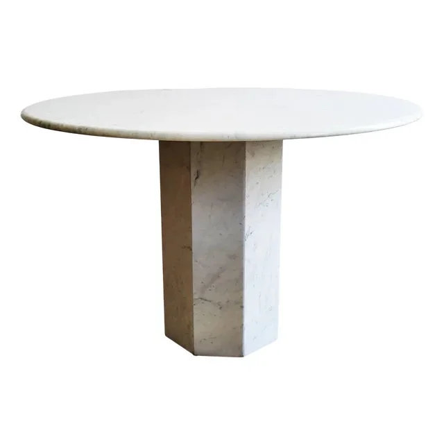 Italian Round Marble Dining Table, 1970s