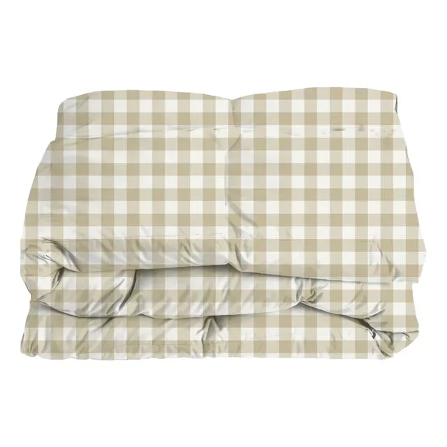 Iva Check in Fawn Comforter in Linen/Cotton, King