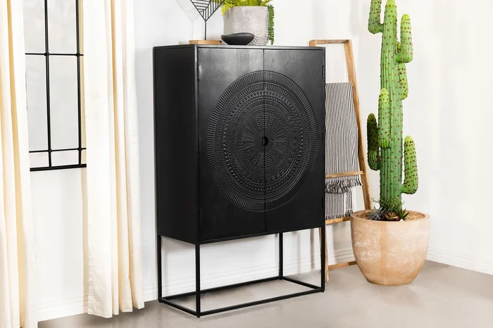 Jenna 2-door Bar Cabinet Black