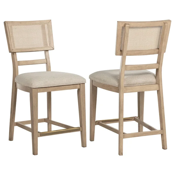 Kailani – Radio Weave Cane Counter Dining Side Chair (Set of 2) – Beige Oak