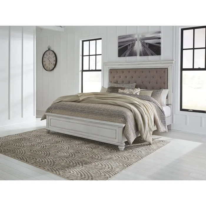 Kanwyn – Whitewash – California King Panel Upholstered Bed