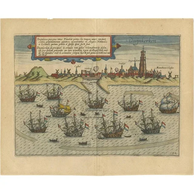 L. Guicciardini, Illustration of the Town of Dunkirk, France, 1613, Print