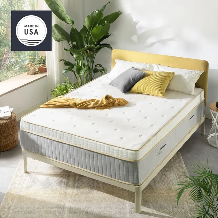 LAGOM Green Tea Cloud Top Hybrid Mattress, Made in USA : 14″
