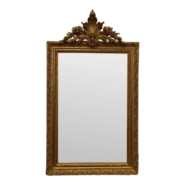 Large 19th Century Louis XVI Carved and Giltwood Wall Mirror