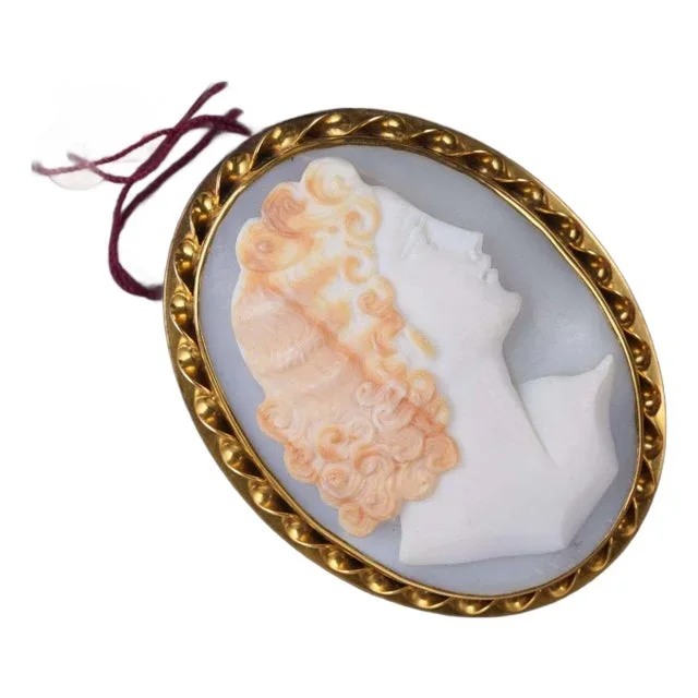 Large Antique 14k gold Shell Cameo b