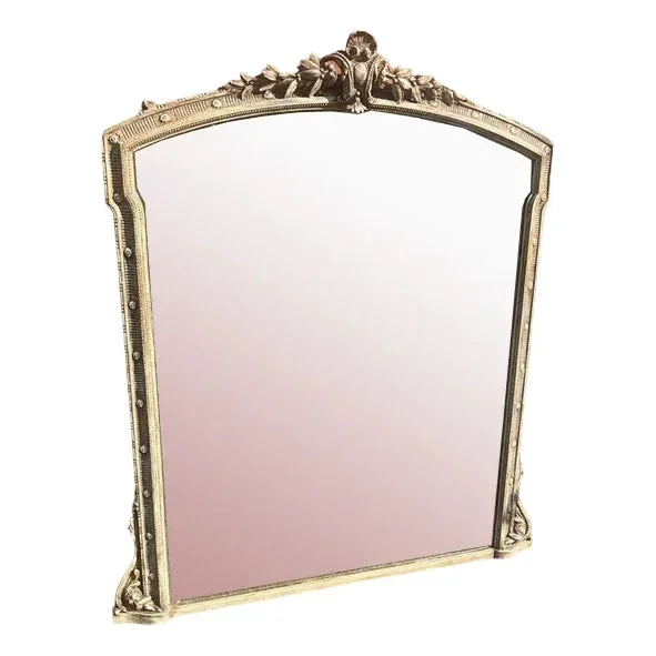 Large Antique English Painted Overmantle Mirror