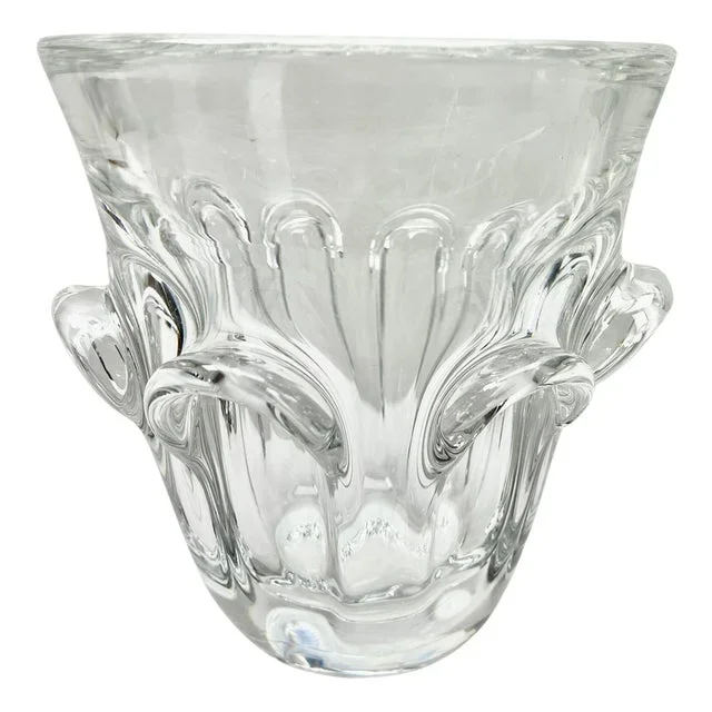 Large Clear Crystal Champagne Wine Bucket Cooler from Val Saint Lambert, 1950
