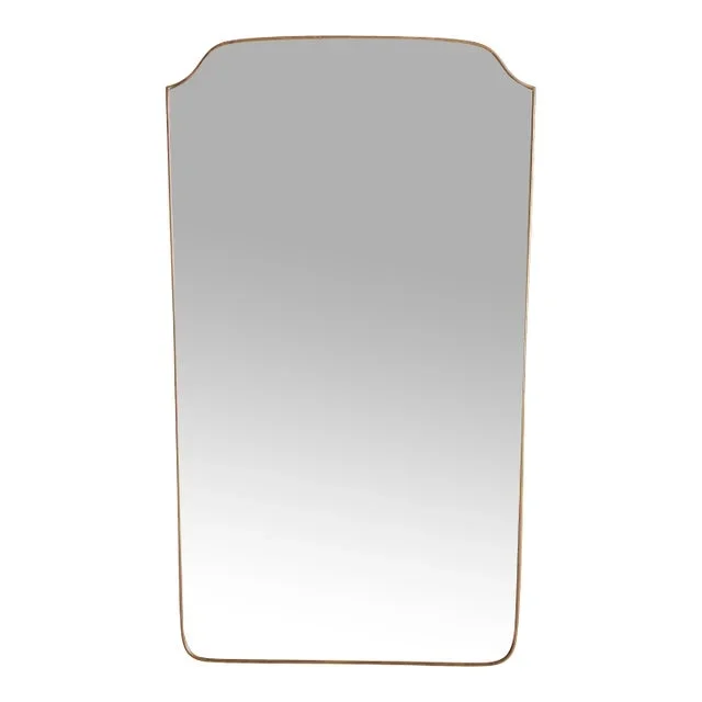 Large Curved Top Brass Frame Mirror No. 01, Italy 1970s
