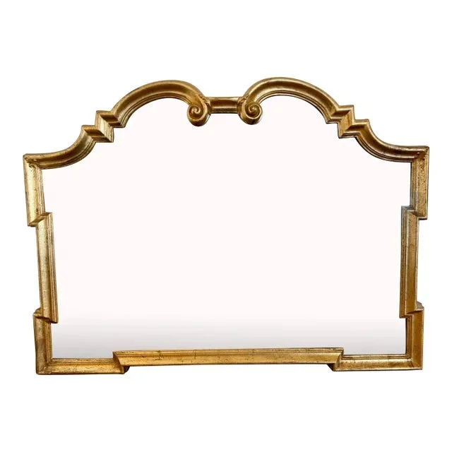 Large Gold Giltwood Curved Mantle Mirror