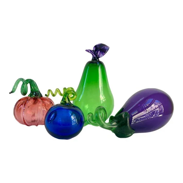 Large Handblown Art Glass Fruit Collection – Set of 4