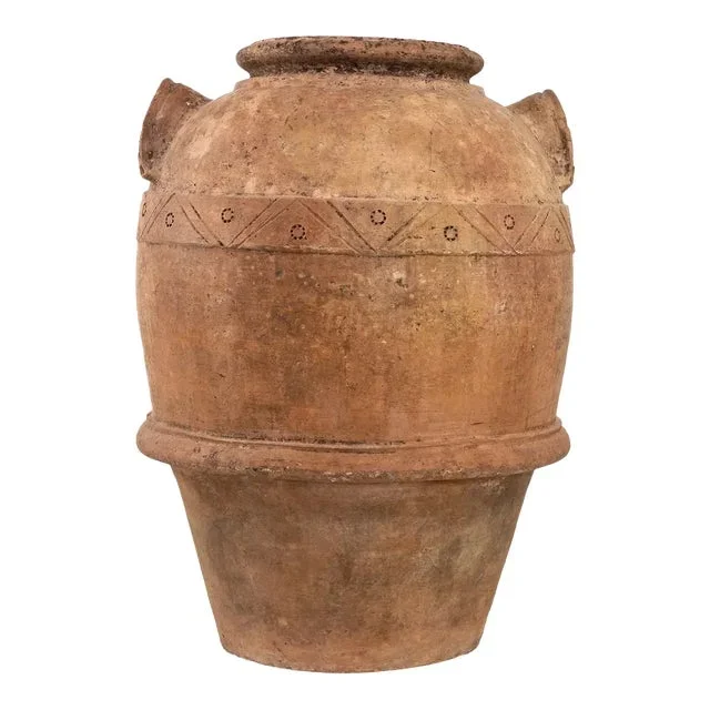 Large Mediterranean Terracotta Olive Jar With Two Handles, Mid-20th Century