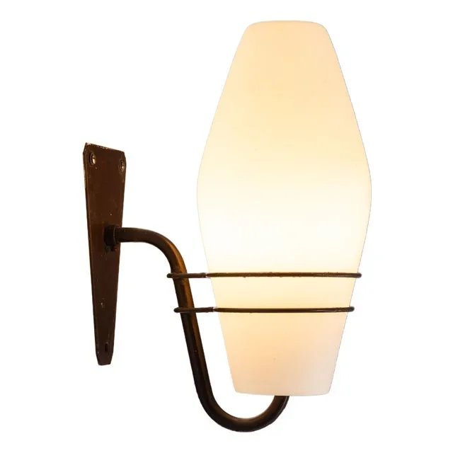 Large Outdoor Lamp in Metal and Opal Glass
