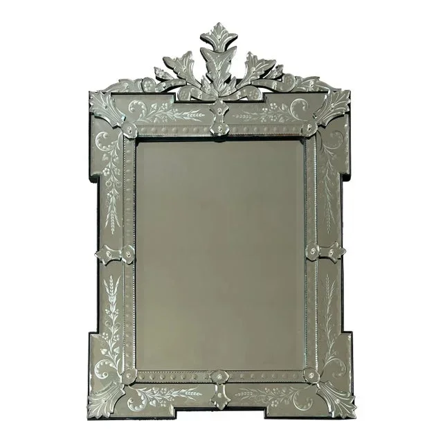 Large Venetian Wall Mirror Ornate Etched Glass
