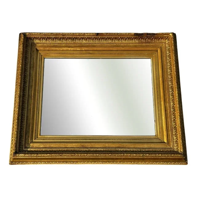 Large Victorian Gold Gilt Mirror, 1800s