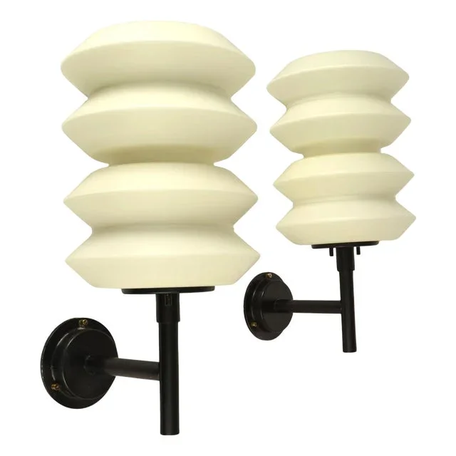 Large Wall Lights in Opaline Glass from Raak, 1960s, Set of 2