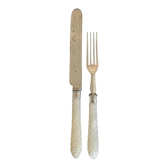 Late 19th Century Carved Mother of Pearl Fork/Knife Set