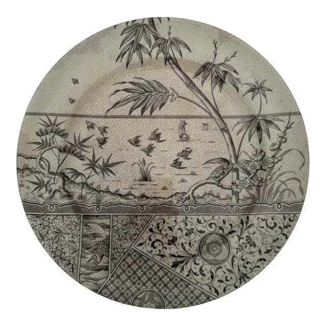 Late 19th-Century English Staffordshire Brown Transferware Plate