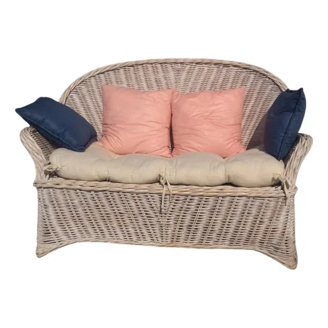 Late 20th Century Boho Chic Bamboo And Rattan Settee