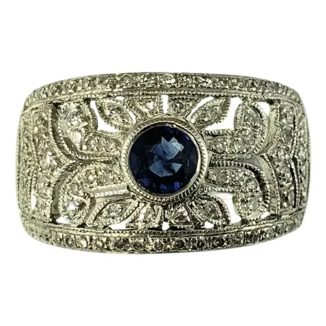 Late 20th Century LeVian 18k White Gold Sapphire & Diamond Band