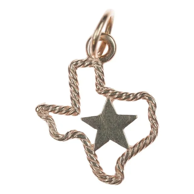 Late 20th Century Retired James Avery 14k gold Texas Star charm with rope edge