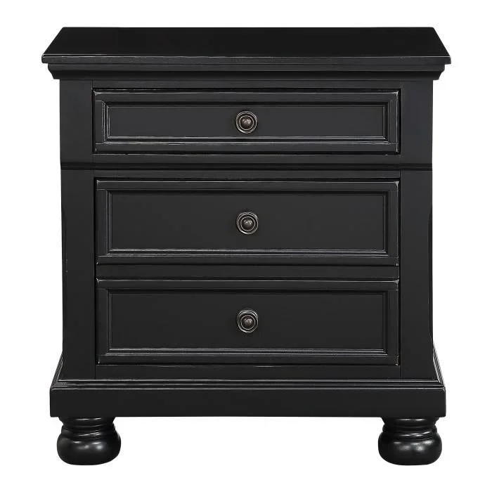 Laurelin 3 Drawer Nightstand in Black 1714BK-4