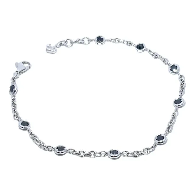 Leo Pizzo Designer 18k White Gold Black Diamond Bracelet