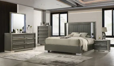 LEYLAND E.King Bed, Dark Gray / FM7252DG-EK-BED