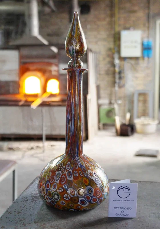 Liam – Bottiglia In Vetro Di Murano Con Murrina Millefiori