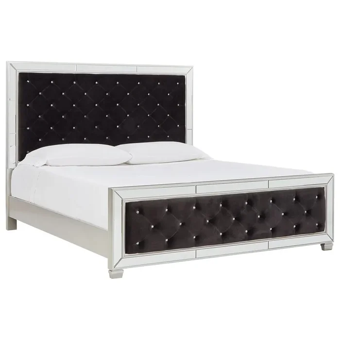 Lindenfield – Black/silver – King/cal King Uph Panel Hdbd
