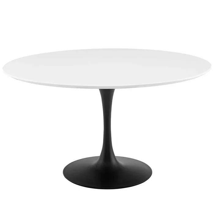 Lippa 54″ Round Wood Dining Table in Black White