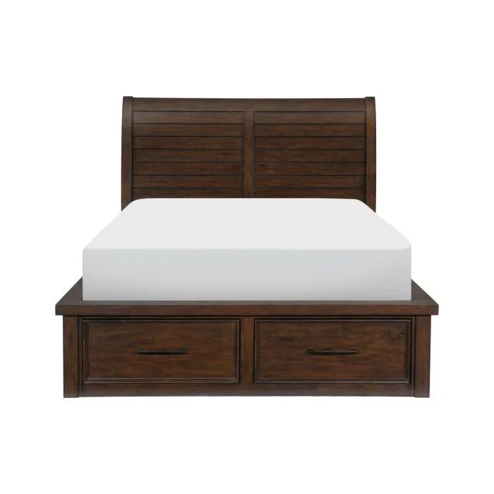 Logandale (4) California King Platform Bed with Footboard Storage