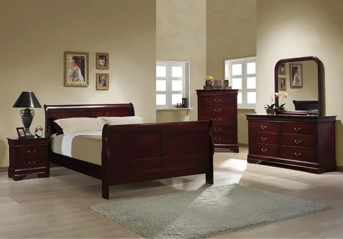 Louis Philippe – Queen Bed – Wood – Brown